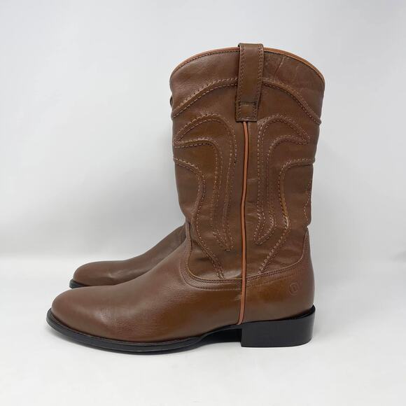 Dingo Montana Western Boot Mens 10D Brown Leather Embroidered Rounded Toe - Picture 4 of 10